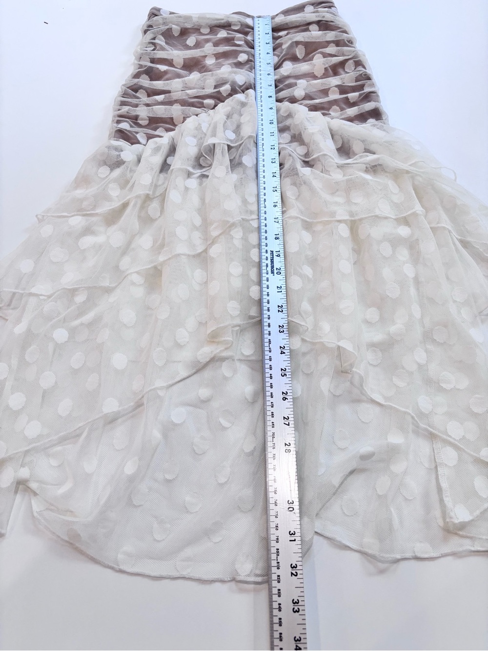 Majorelle Revolve Polka Dot Ruched Asymmetrical Ruffle Midi Skirt - Picture 7 of 7